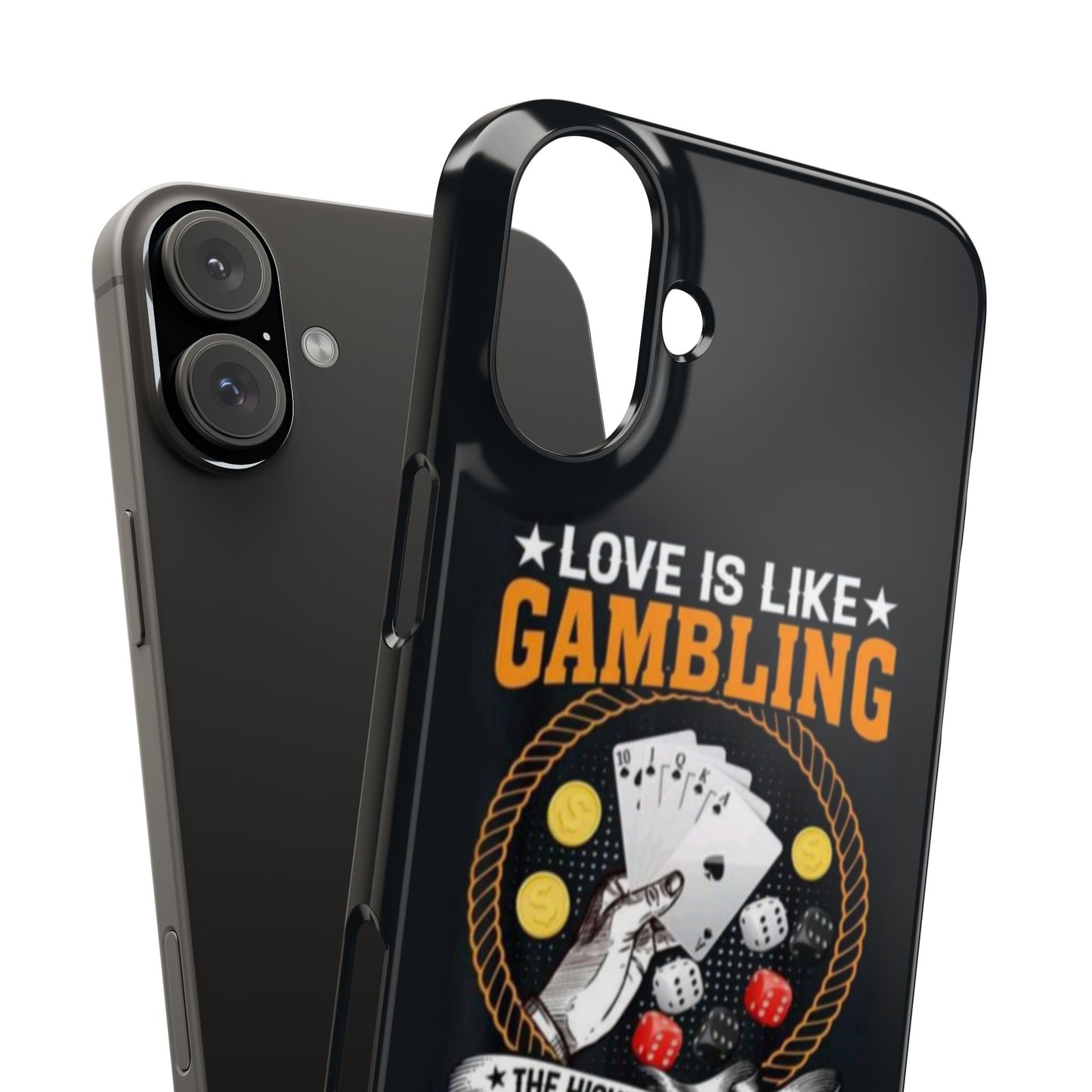 Gambling-Themed Slim Phone Case - 'Love is Like Gambling' Design