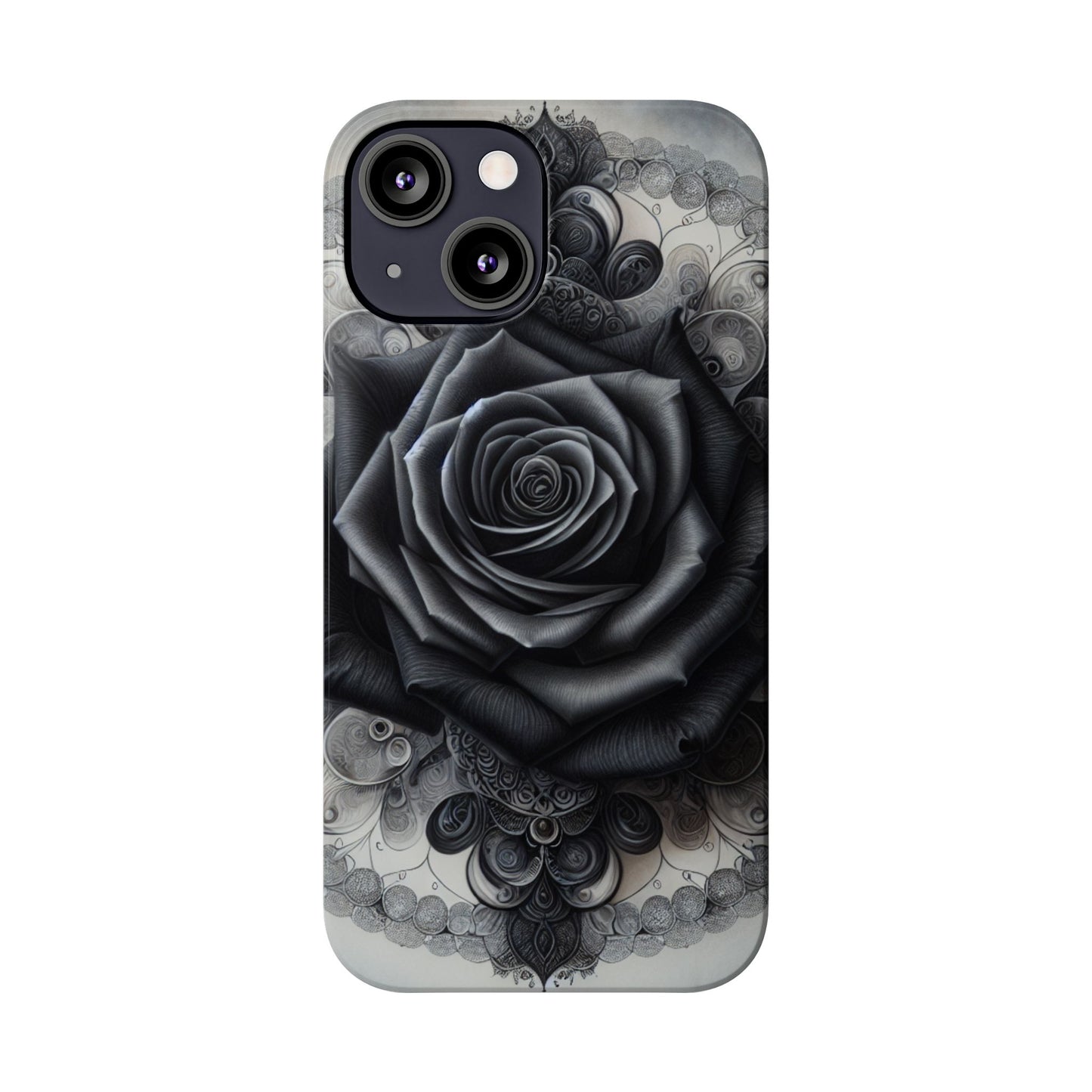 Elegant Black Rose Slim Phone Case for Stylish Protection