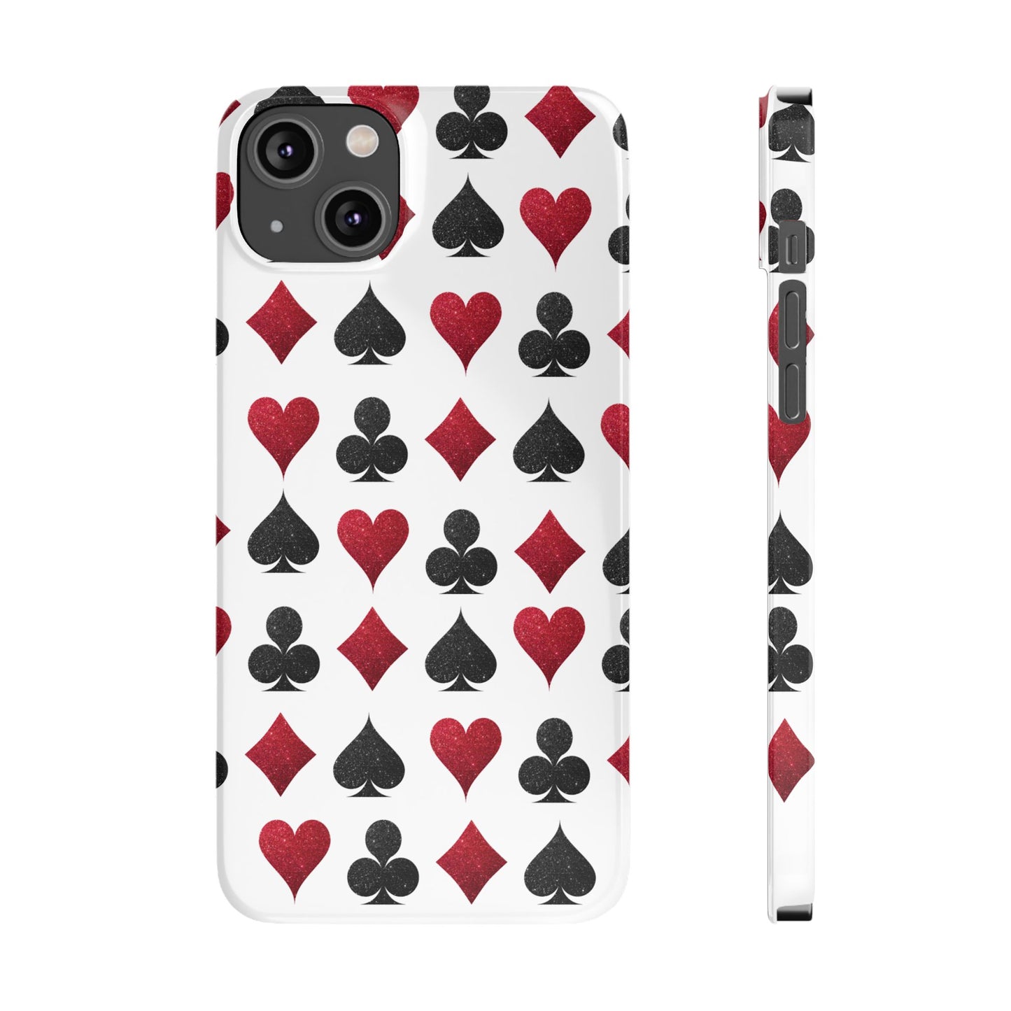 Stylish Playing Card Slim Phone Case - Red & Black Design