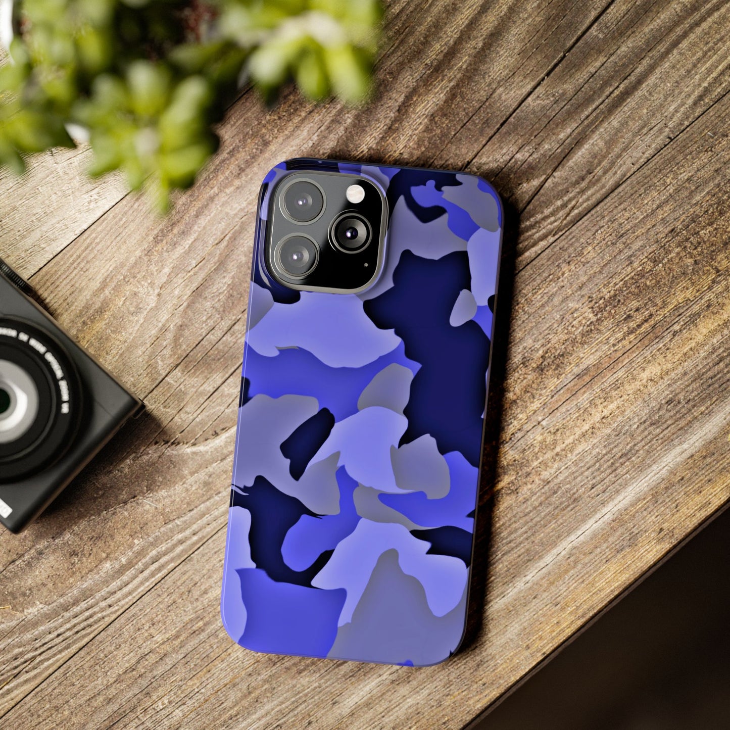 Stylish Slim Phone Case - Blue Abstract Camo Design for Trendsetters