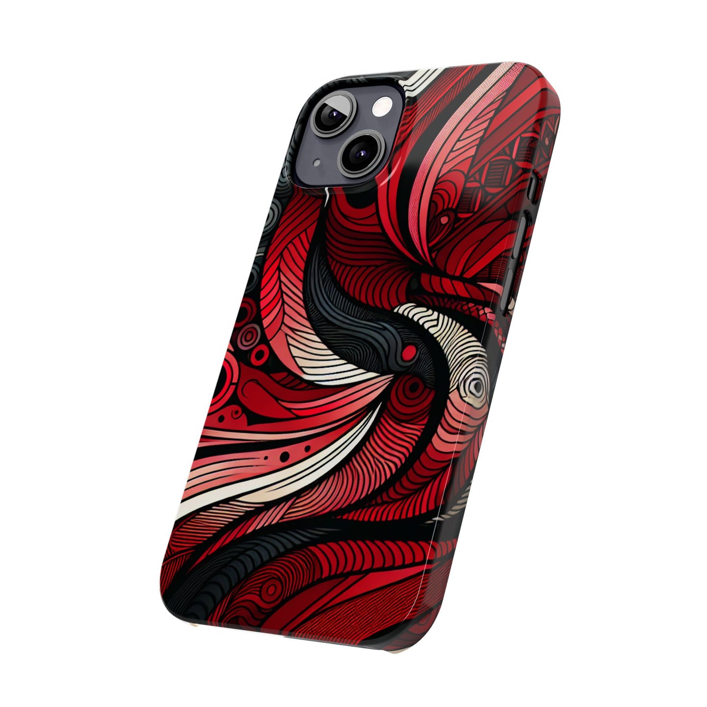 Artistic Red Swirl Slim Phone Case - Trendy Design for Stylish Protection