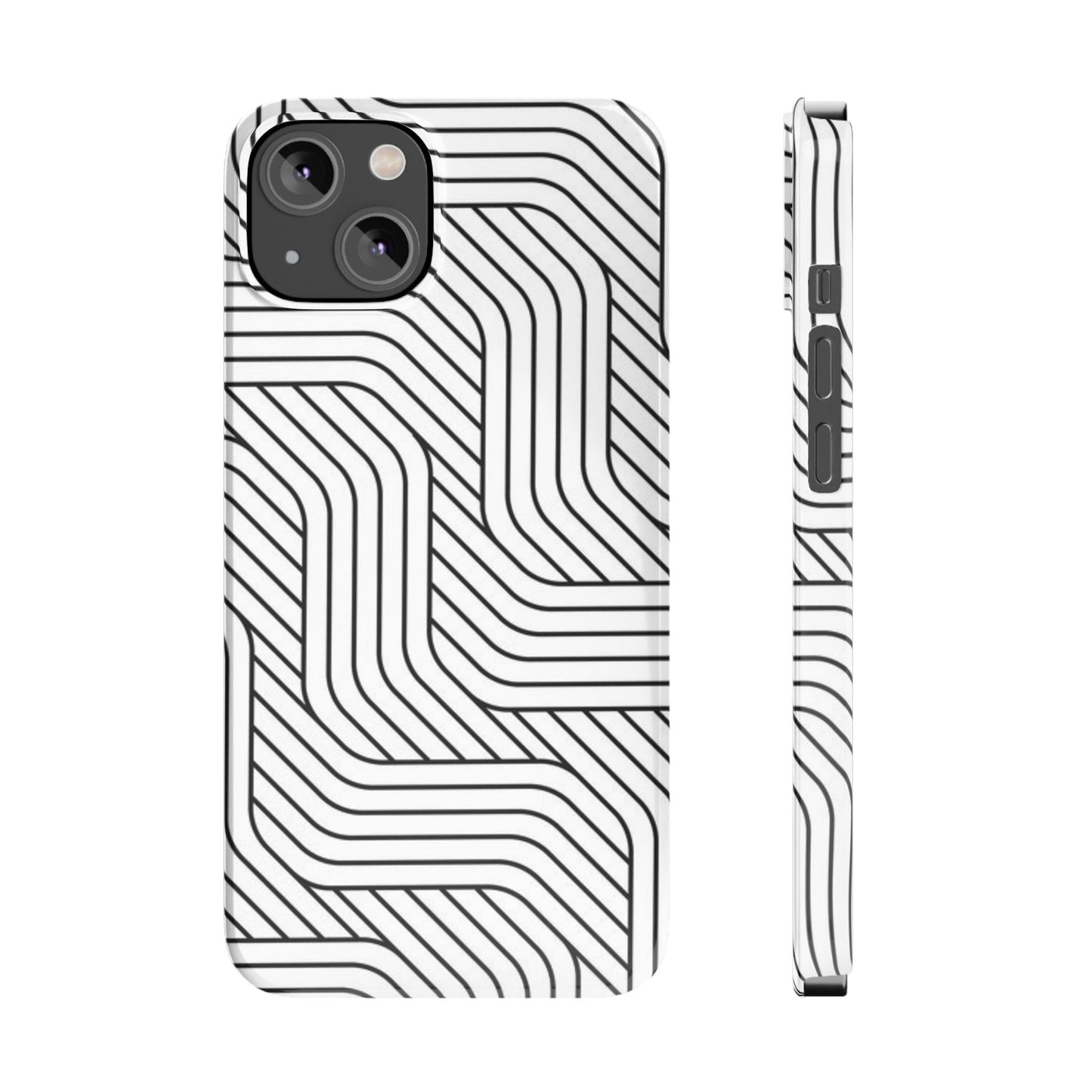 Stylish Geometric Slim Phone Case - Sleek Black and White Design for Minimalist Aesthetics