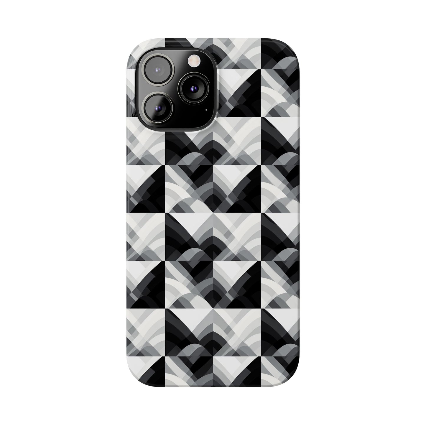 Stylish Black and Gray Slim Phone Case - Geometric Pattern for Modern Aesthetics