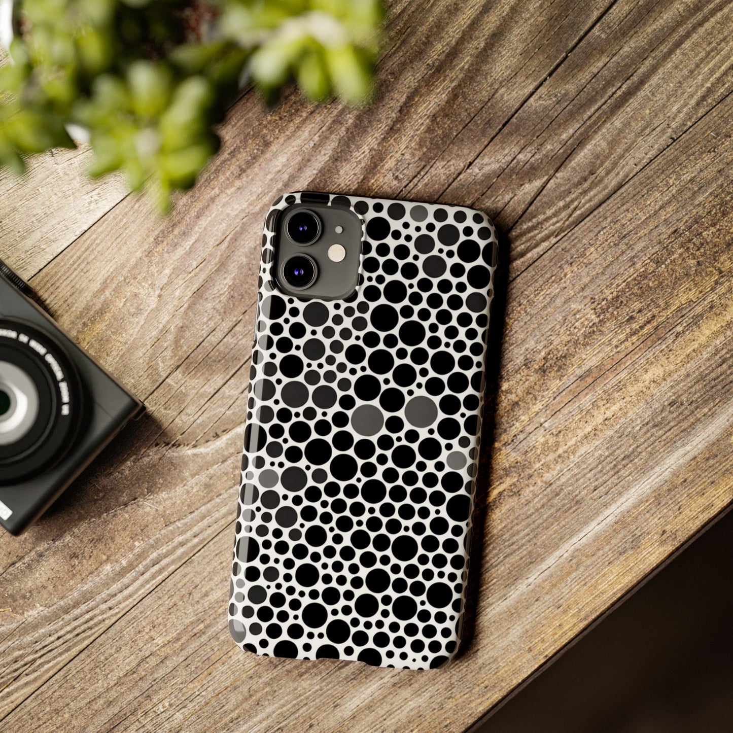 Modern Black Polka Dot Slim Phone Case - Stylish & Protective Cover