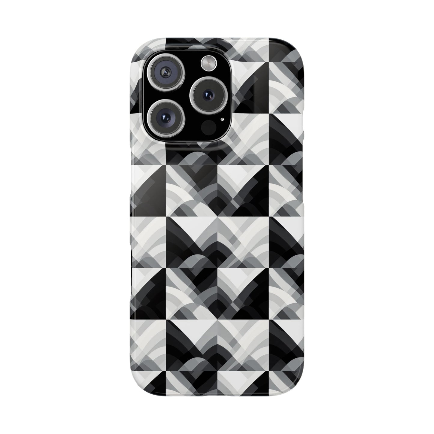 Stylish Black and Gray Slim Phone Case - Geometric Pattern for Modern Aesthetics