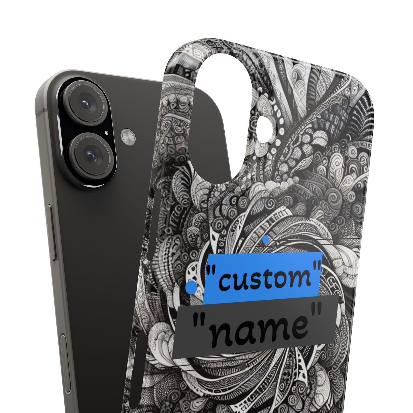 Customizable Slim Phone Cases - Personalized Black Swirl Design