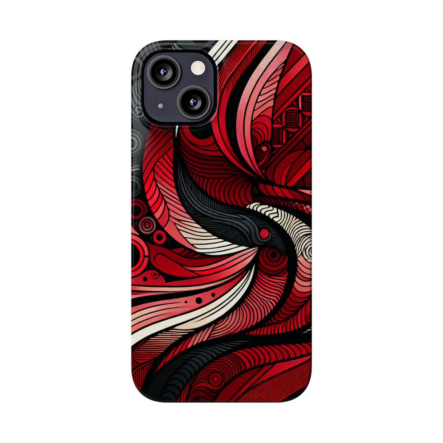 Artistic Red Swirl Slim Phone Case - Trendy Design for Stylish Protection