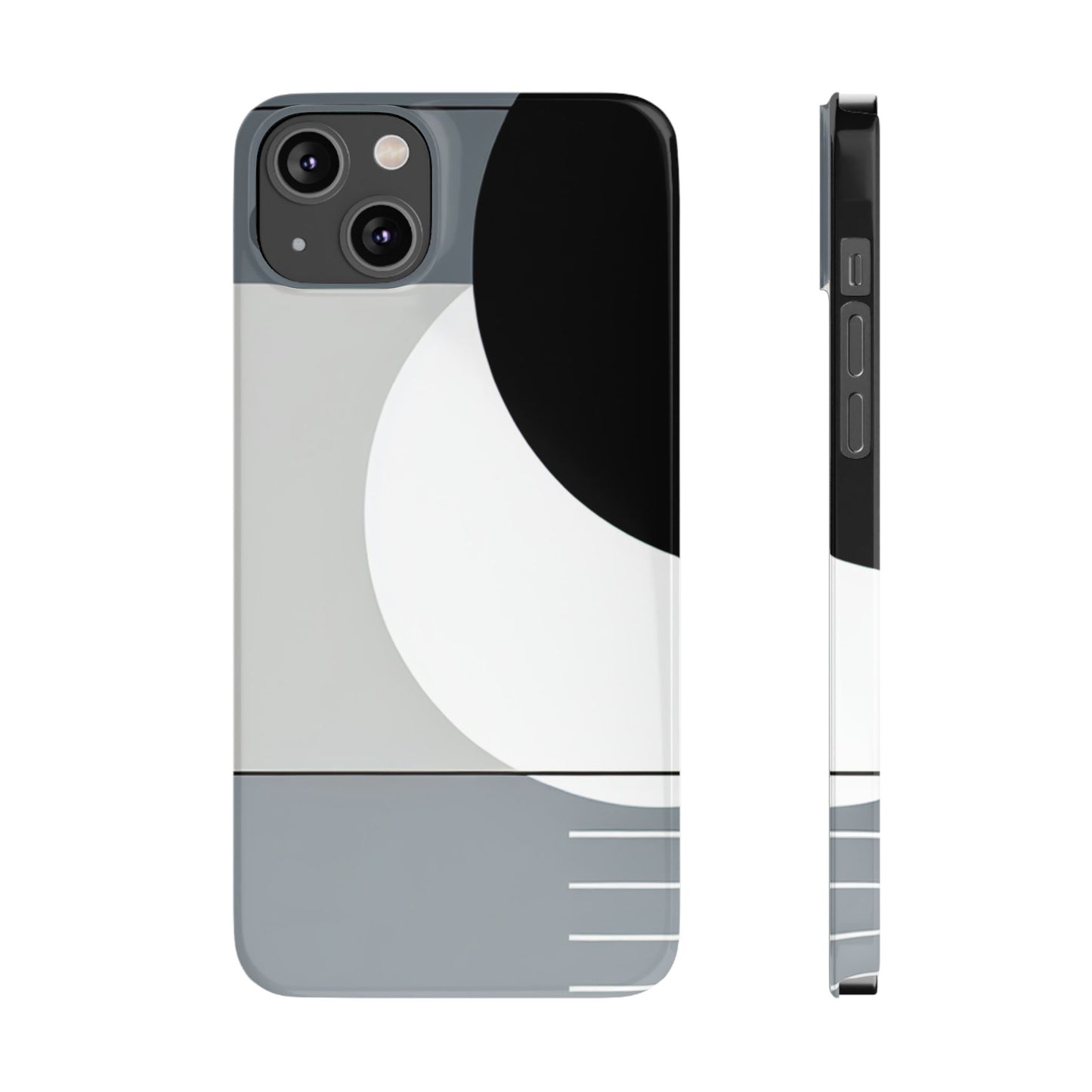 Minimalist Abstract Slim Phone Case - Modern Black and Gray Design