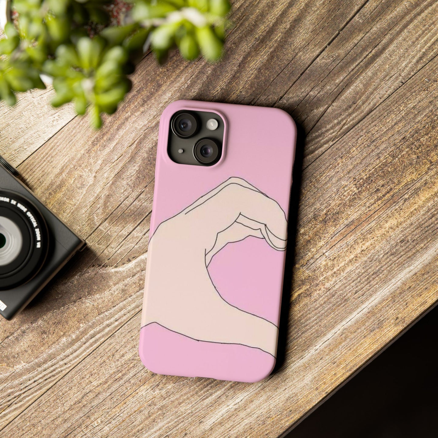 Cute Hand Heart Slim Phone Case - Stylish and Unique Phone Accessory