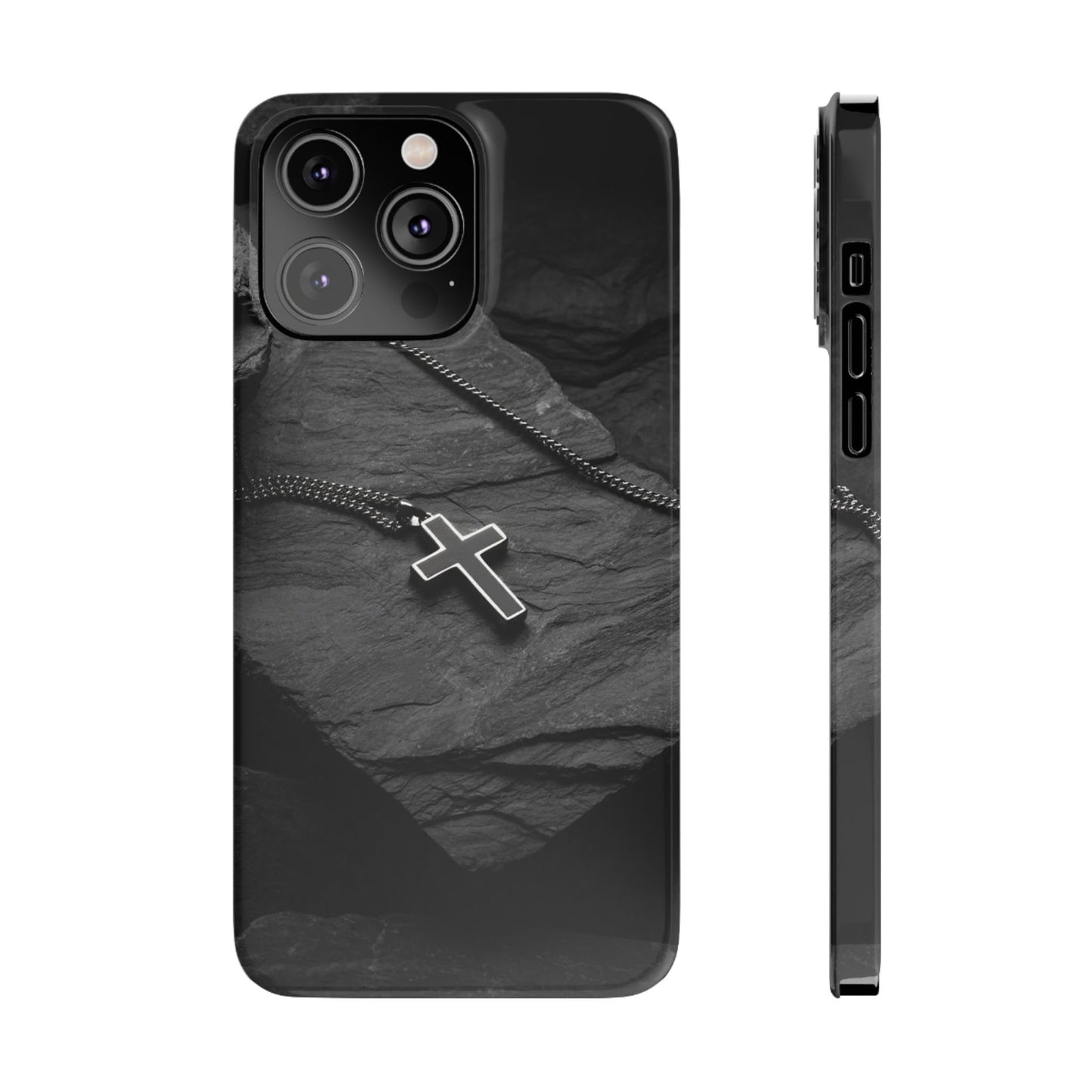 Minimalist Black Cross Slim Phone Case - Stylish & Modern Design