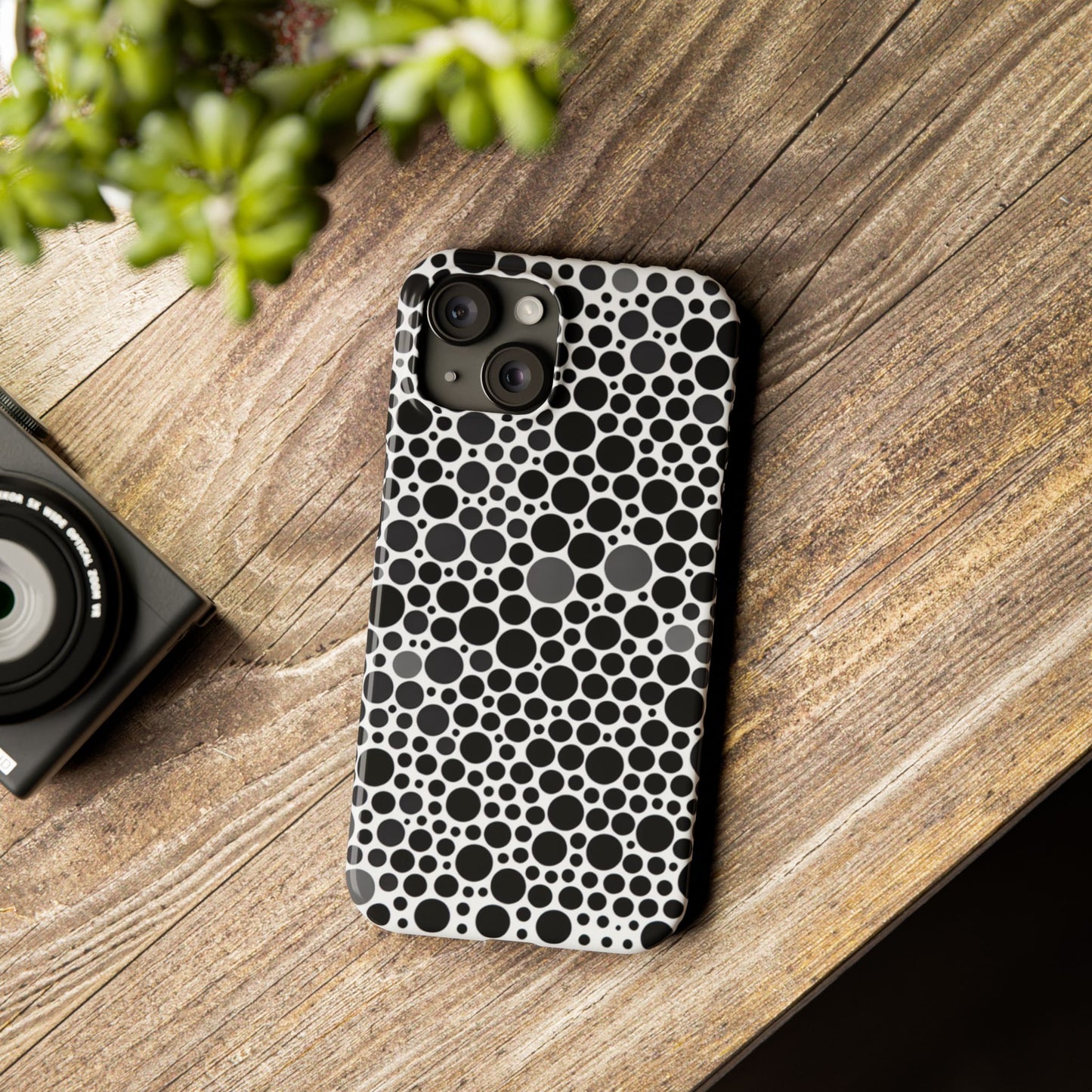 Modern Black Polka Dot Slim Phone Case - Stylish & Protective Cover