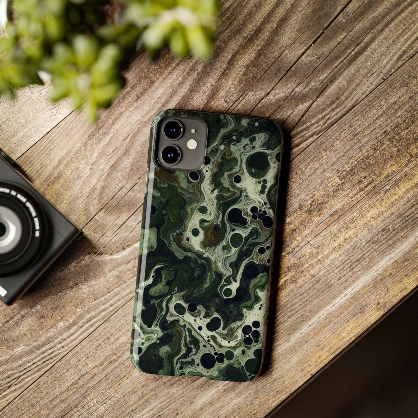 Marbled Green Slim Phone Case - Stylish Protection for Nature Lovers