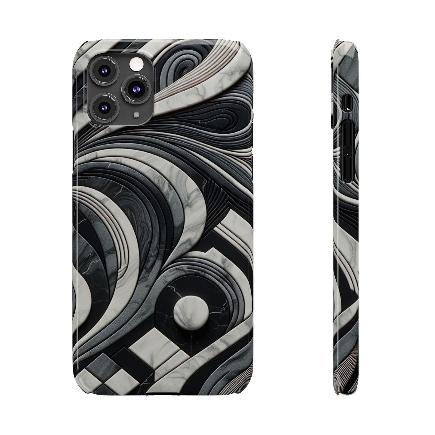 Elegant Marble Slim Phone Case - Stylish Black & White Design