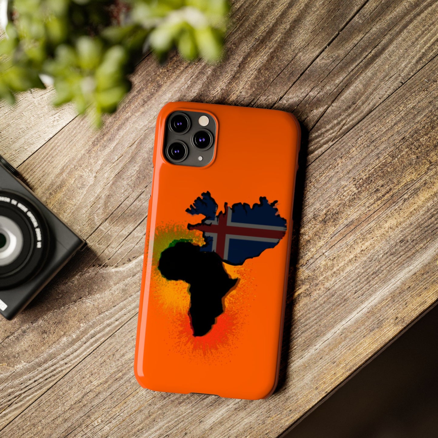 Bold African Map Slim Phone Case with Icelandic Flag