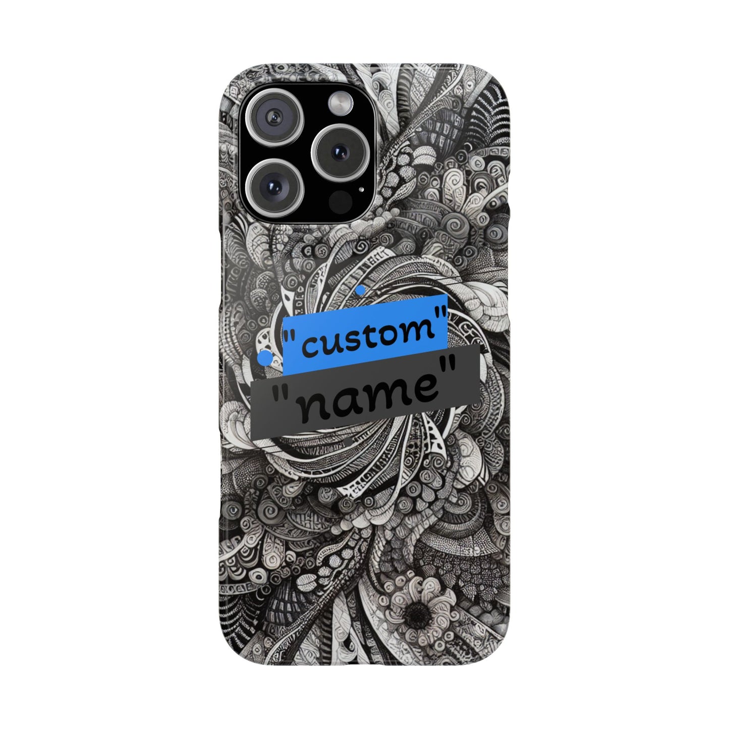 Customizable Slim Phone Cases - Personalized Black Swirl Design