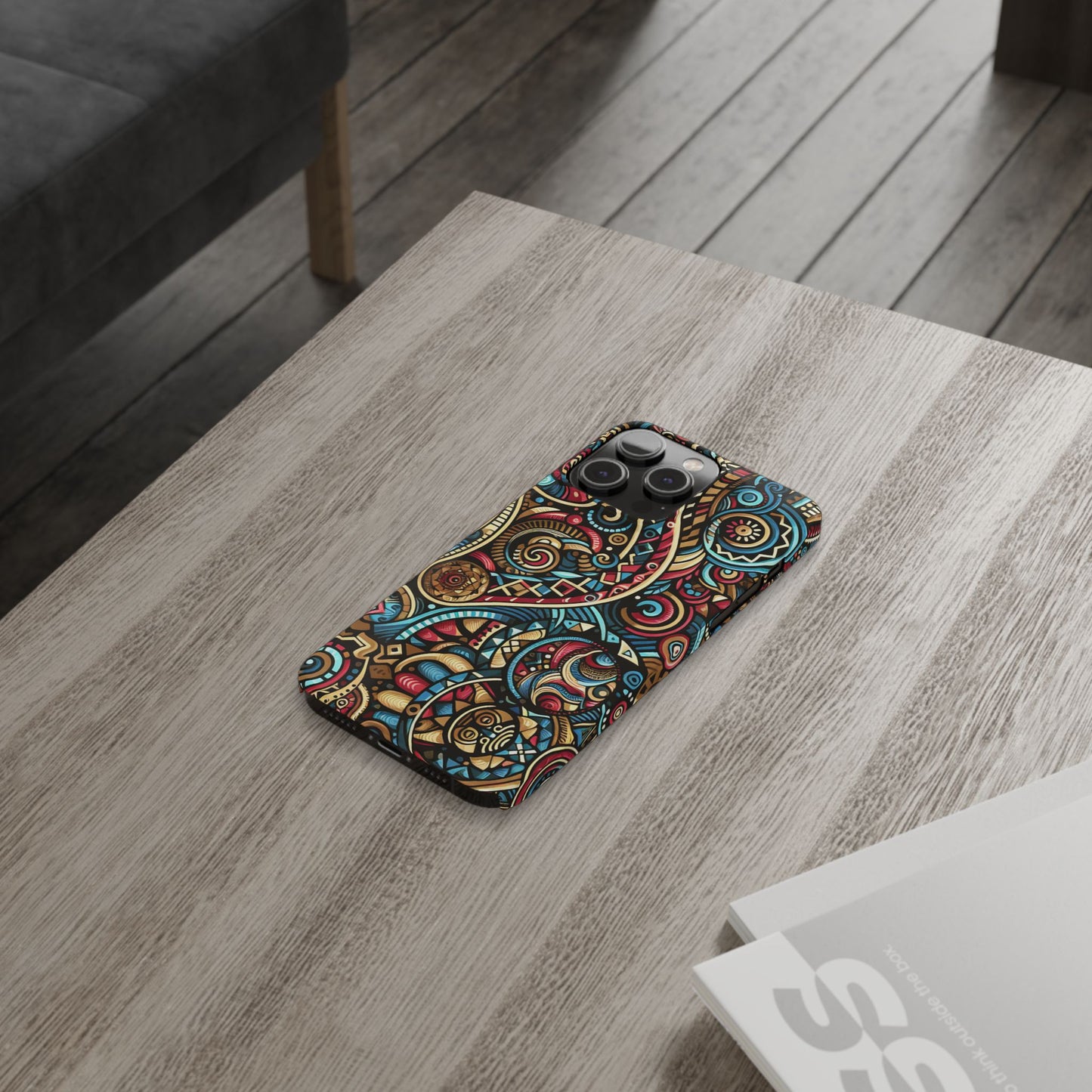 Vibrant Bohemian Slim Phone Case - Artistic Swirl Design