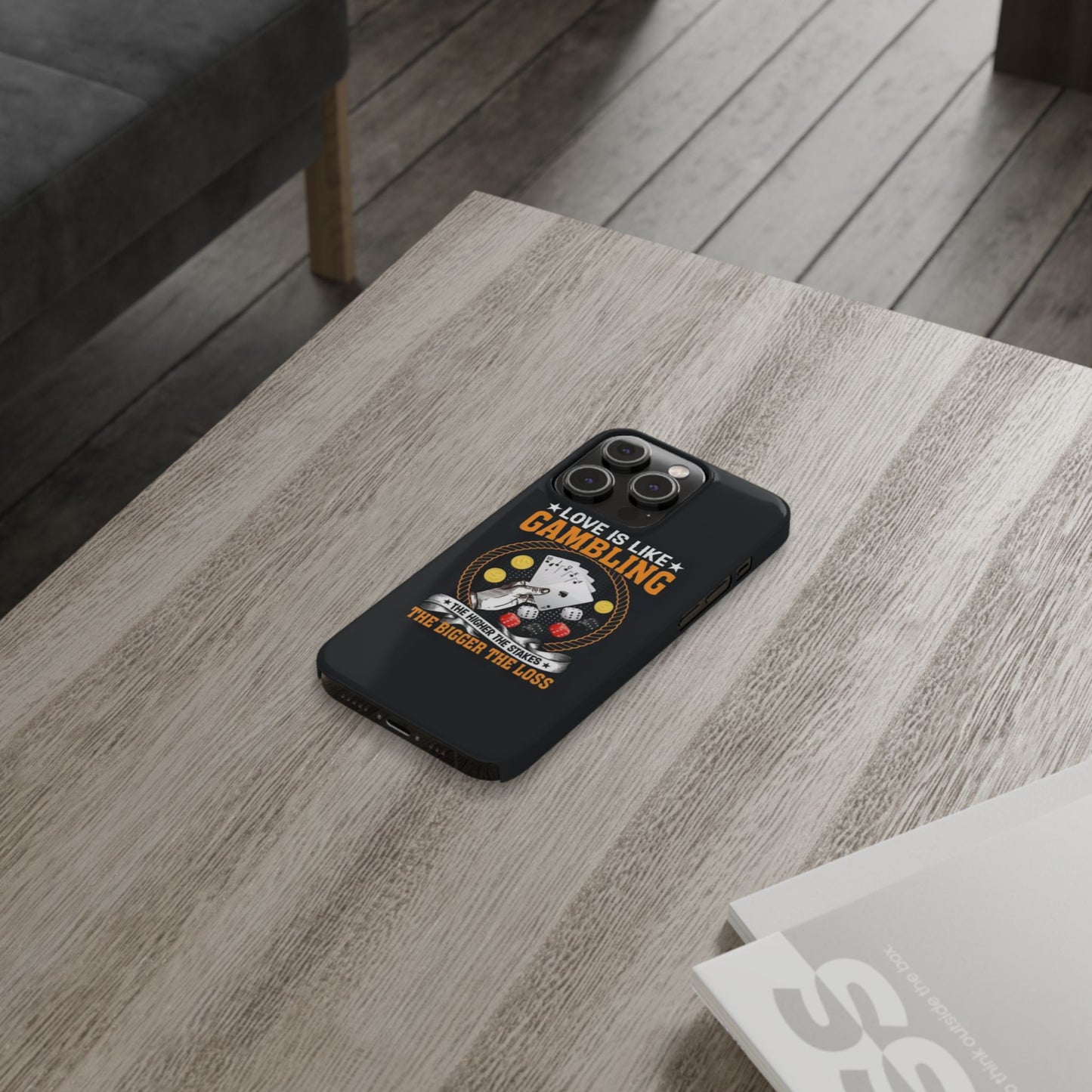 Gambling-Themed Slim Phone Case - 'Love is Like Gambling' Design