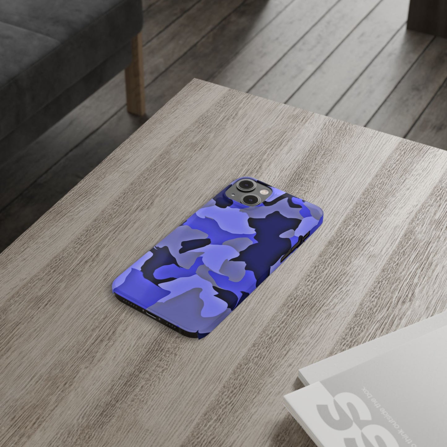 Stylish Slim Phone Case - Blue Abstract Camo Design for Trendsetters