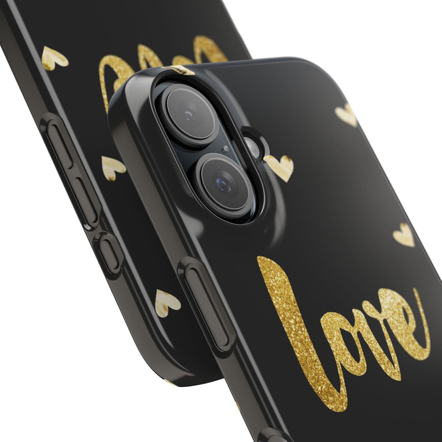 Glitter Love Slim Phone Case - Stylish Black Love Design