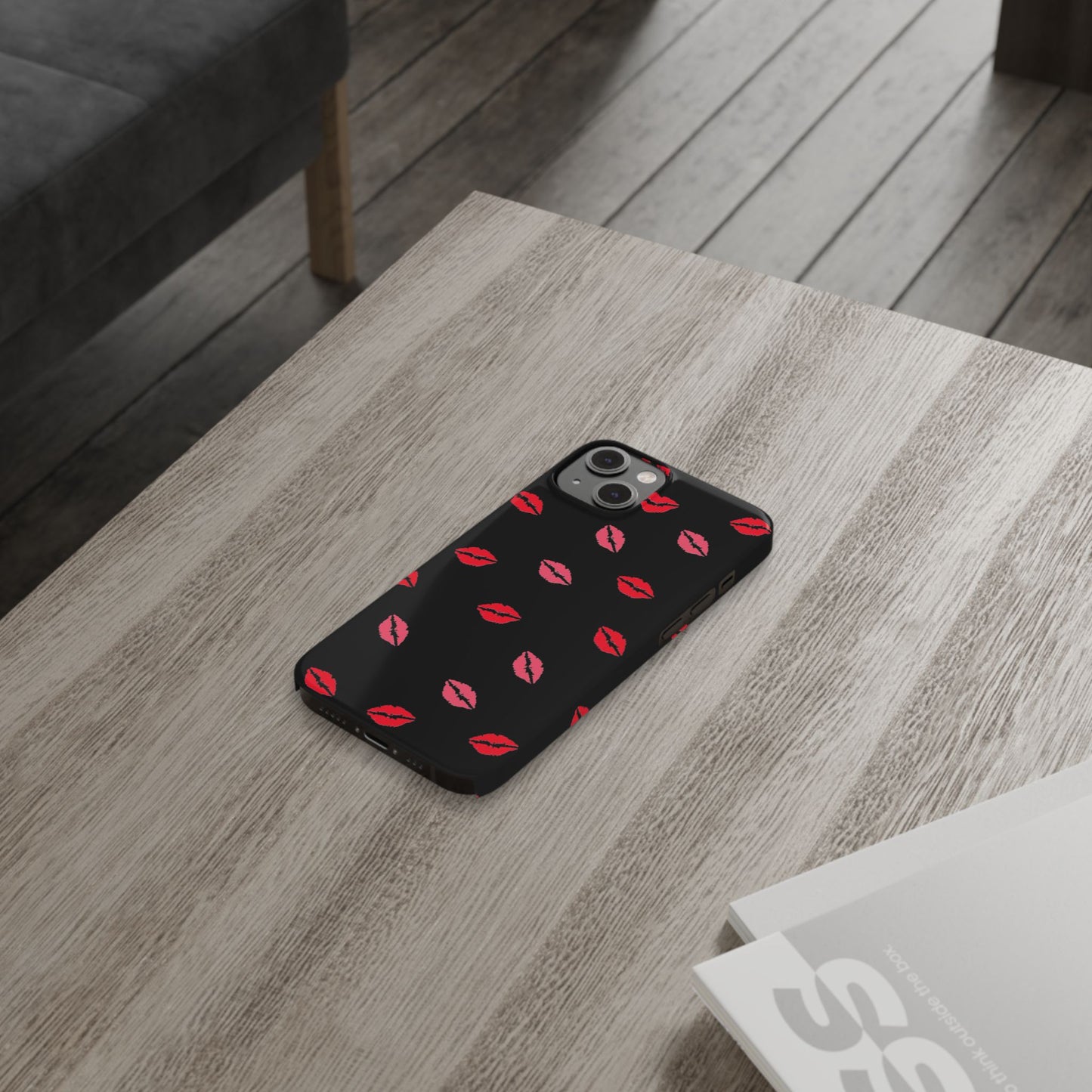 Kiss Mark Slim Phone Case - Chic Lip Print Design for Fashion Lovers