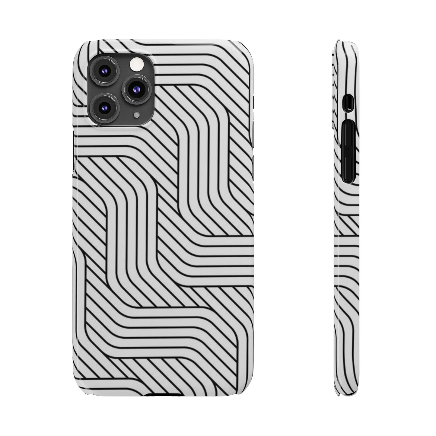 Stylish Geometric Slim Phone Case - Sleek Black and White Design for Minimalist Aesthetics