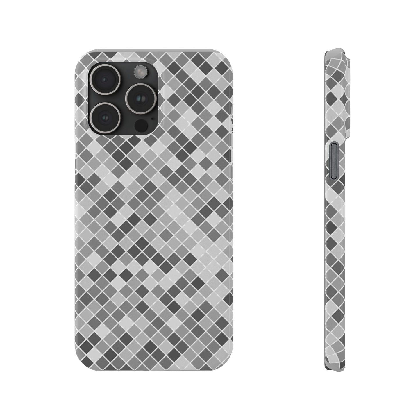 Chic Grey Mosaic Slim Phone Case - Stylish Protection for Modern Lifestyle