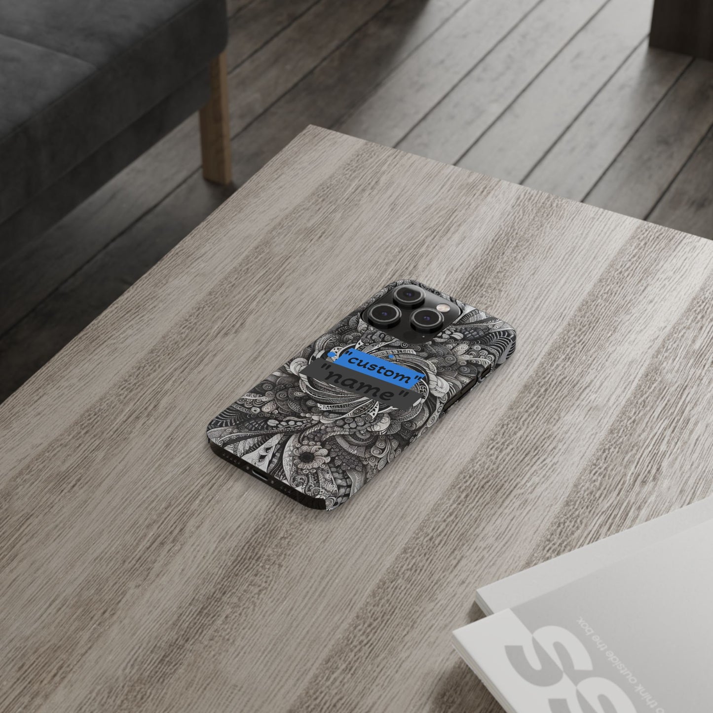 Customizable Slim Phone Cases - Personalized Black Swirl Design