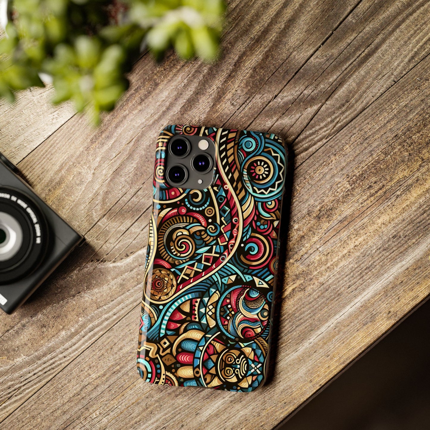 Vibrant Bohemian Slim Phone Case - Artistic Swirl Design