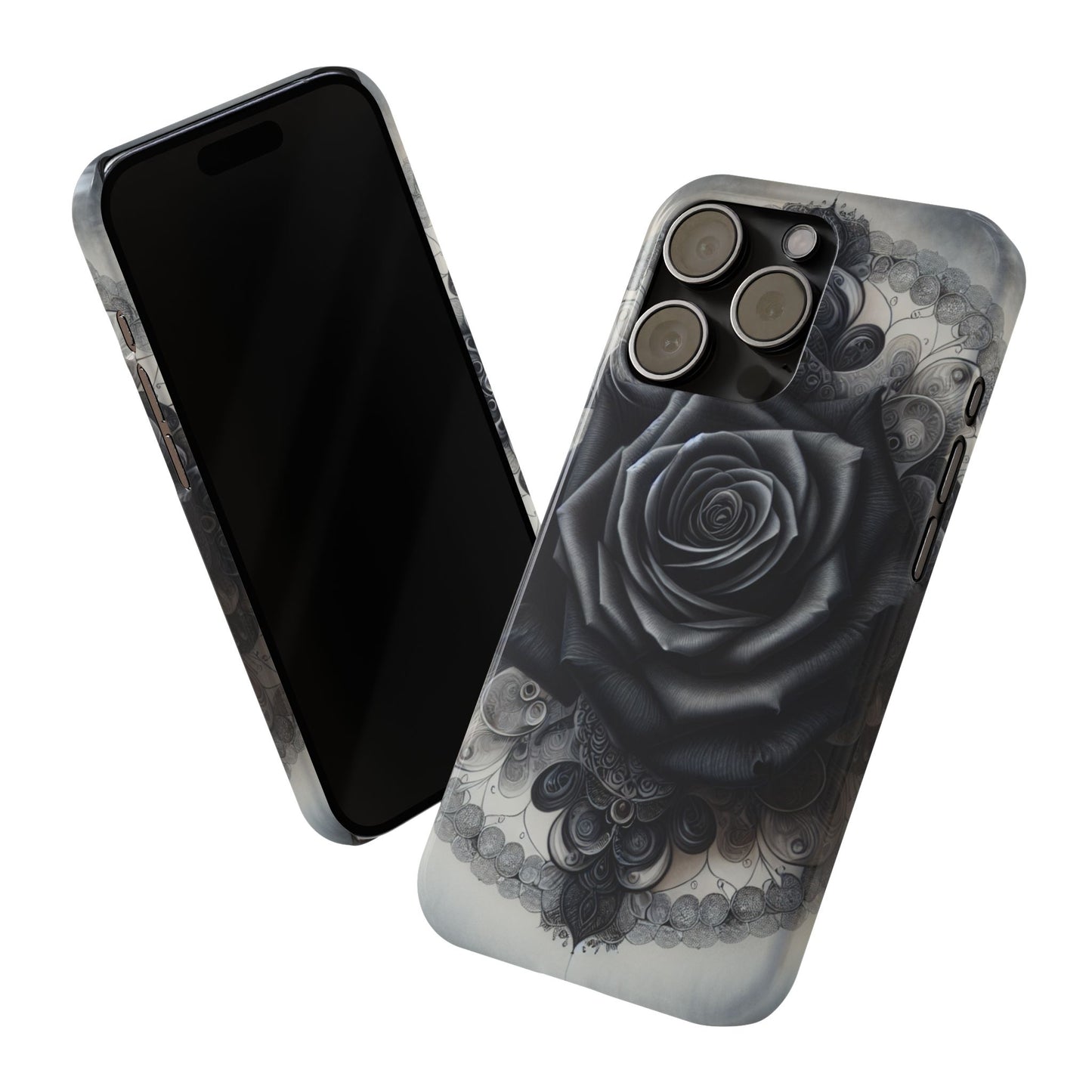 Elegant Black Rose Slim Phone Case for Stylish Protection