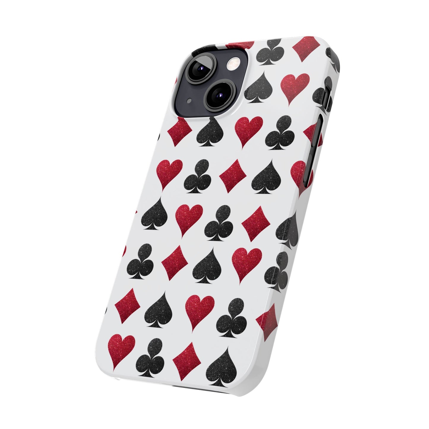 Stylish Playing Card Slim Phone Case - Red & Black Design