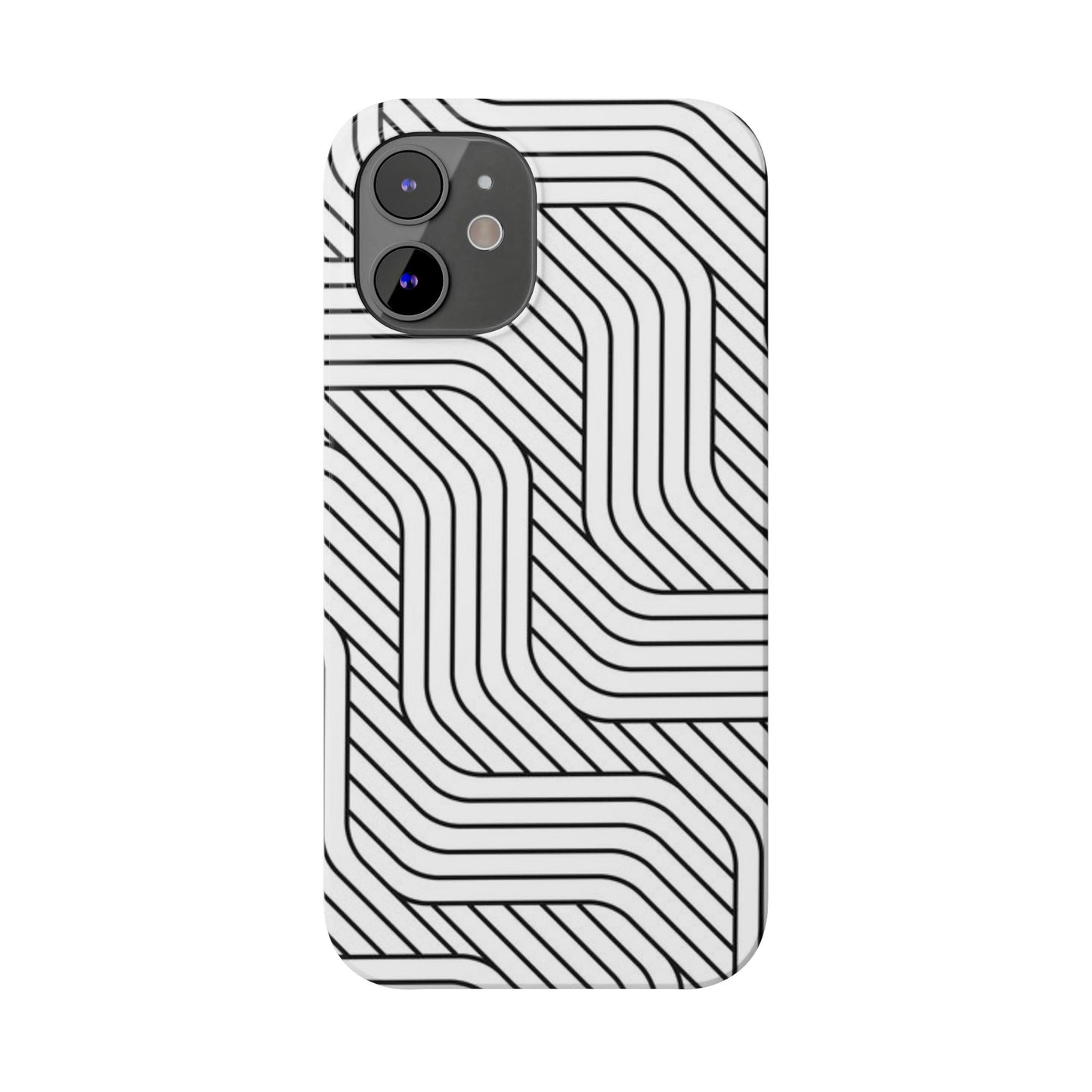 Stylish Geometric Slim Phone Case - Sleek Black and White Design for Minimalist Aesthetics