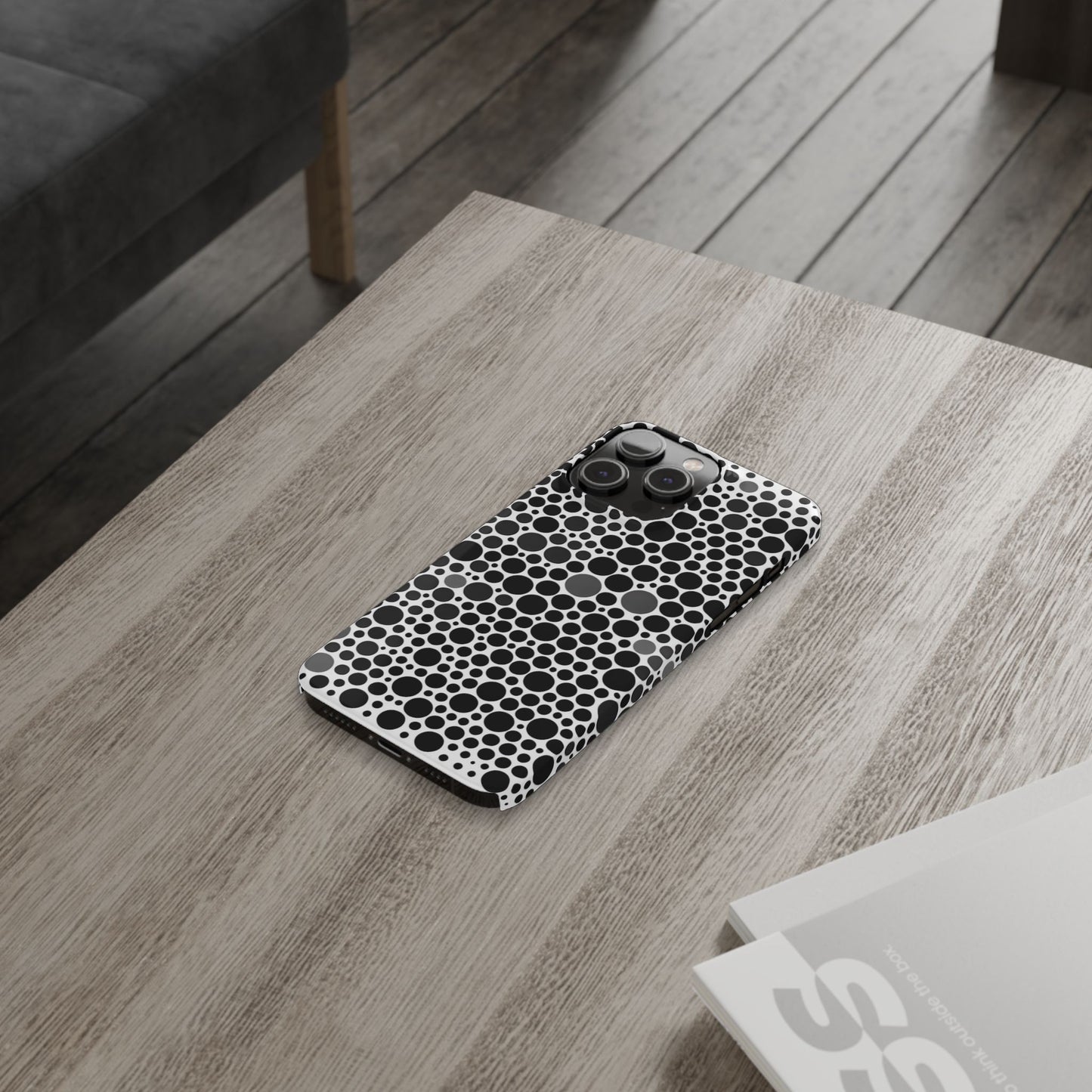 Modern Black Polka Dot Slim Phone Case - Stylish & Protective Cover