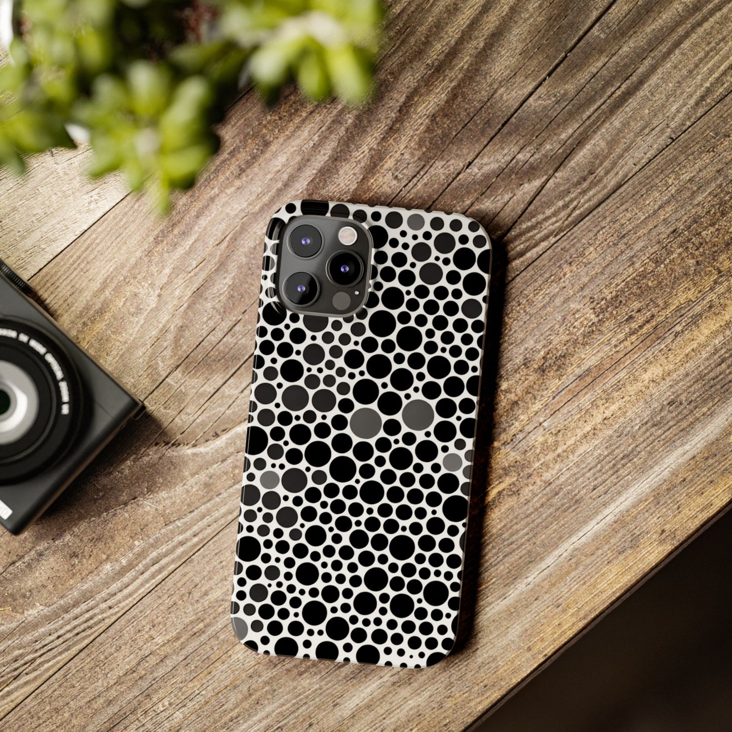 Modern Black Polka Dot Slim Phone Case - Stylish & Protective Cover