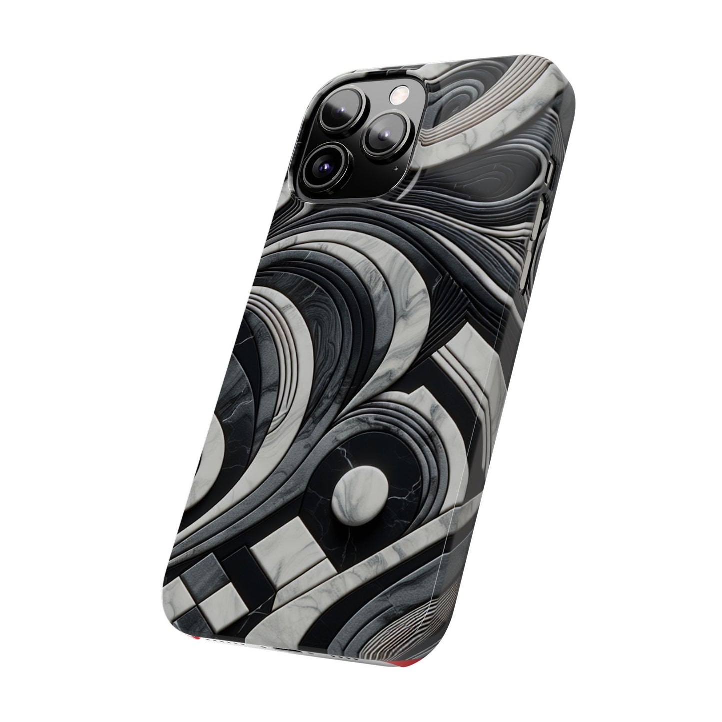 Elegant Marble Slim Phone Case - Stylish Black & White Design