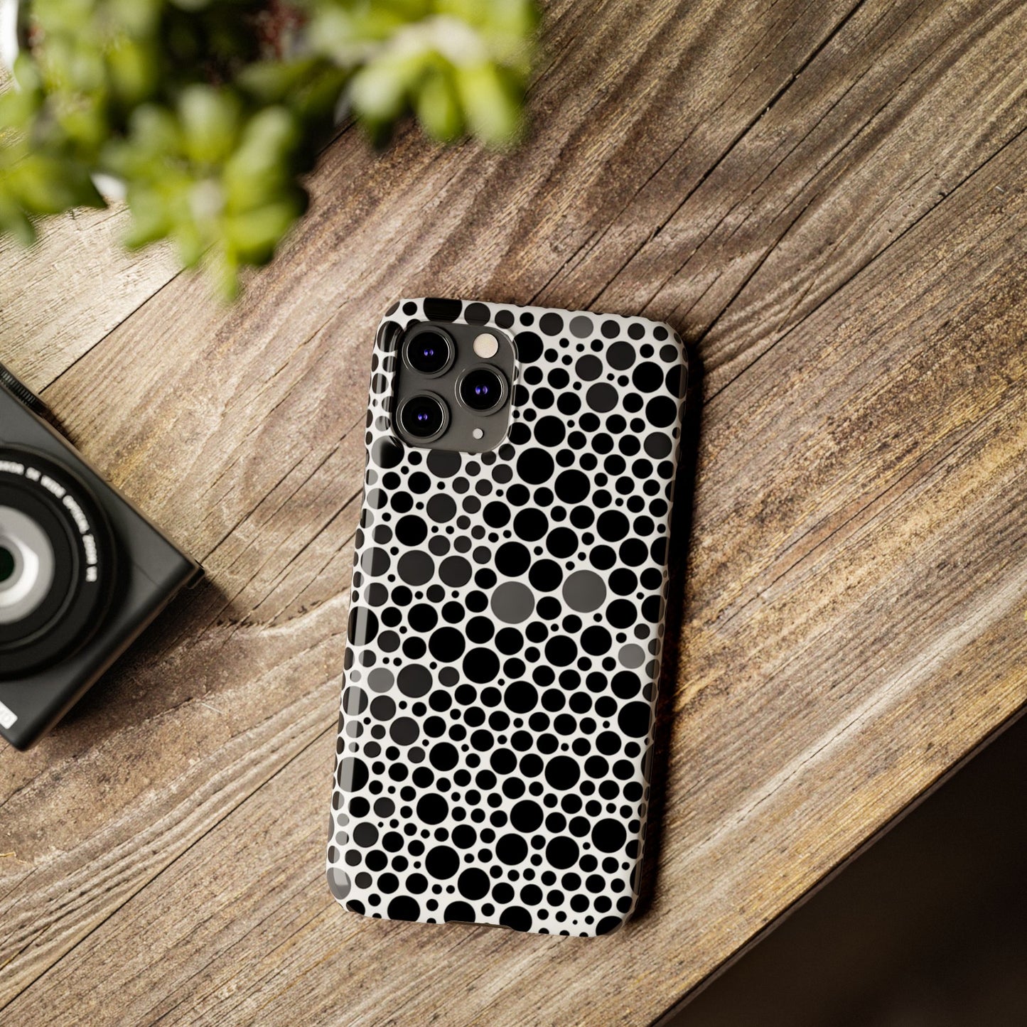 Modern Black Polka Dot Slim Phone Case - Stylish & Protective Cover