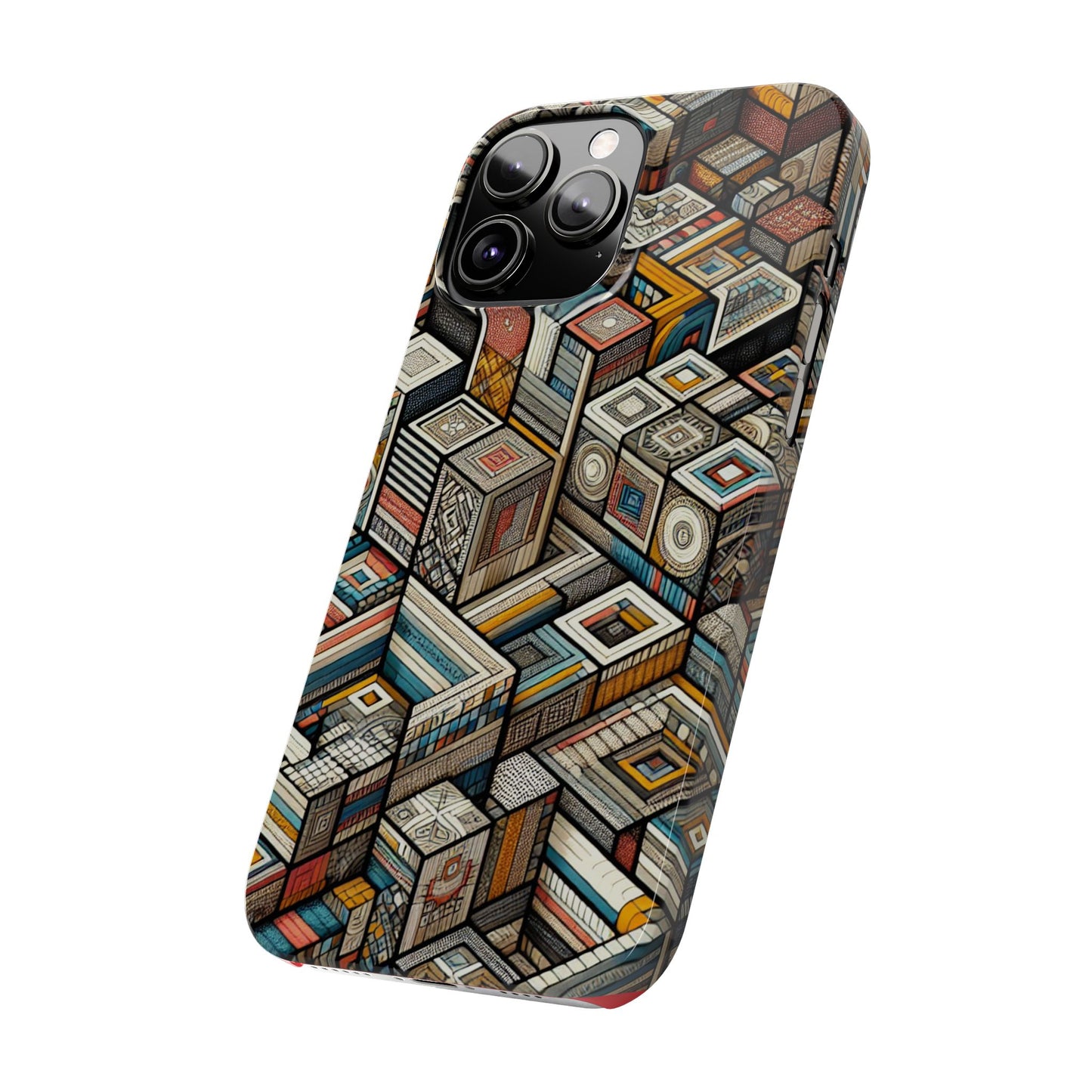 Artistic  Retro Geometric Slim Phone Case - Unique Abstract Design