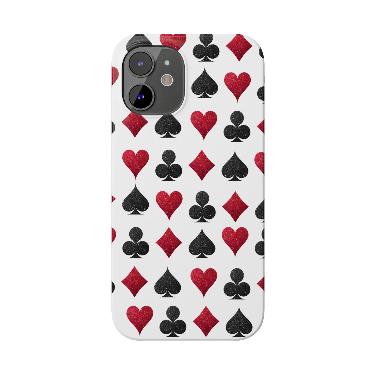 Stylish Playing Card Slim Phone Case - Red & Black Design