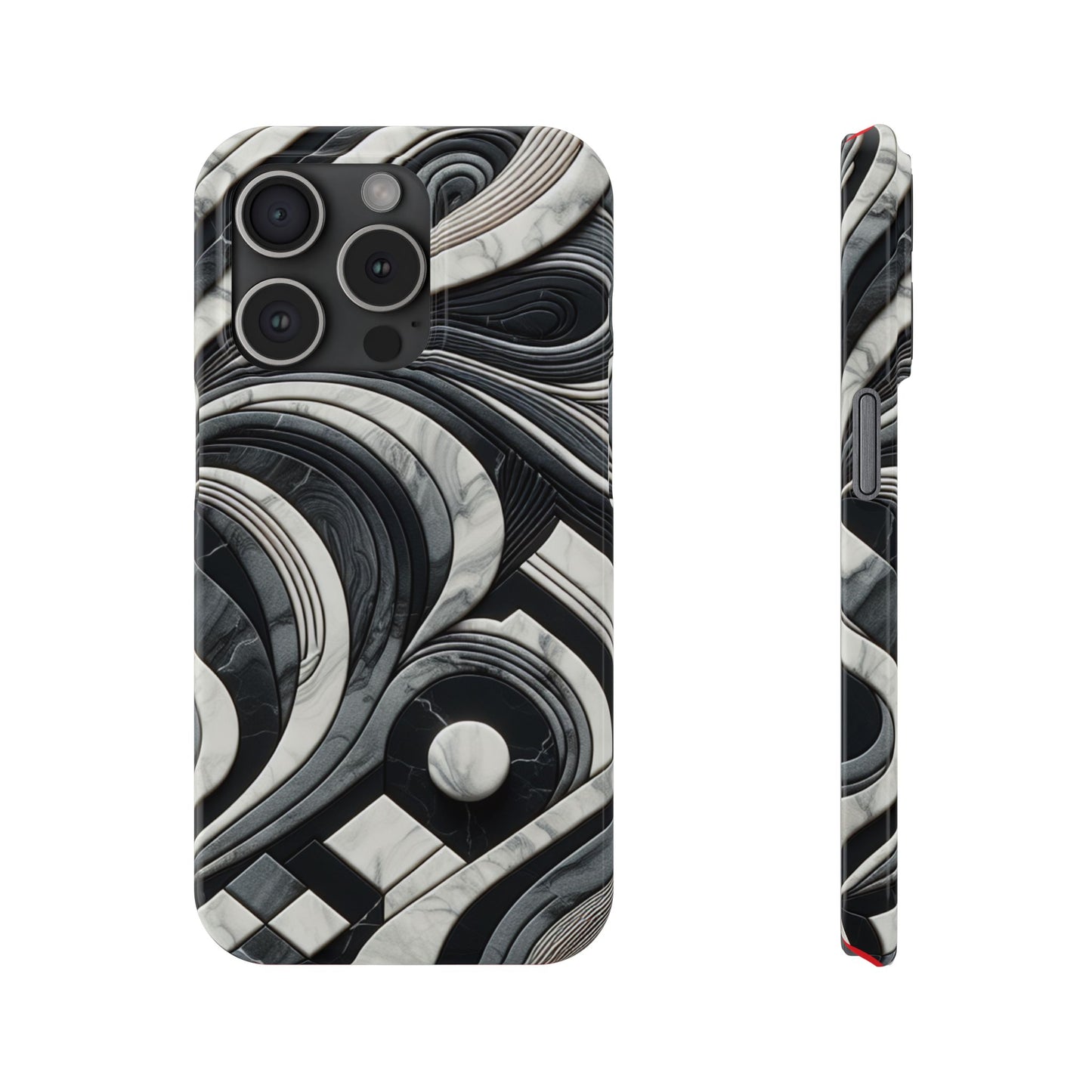 Elegant Marble Slim Phone Case - Stylish Black & White Design