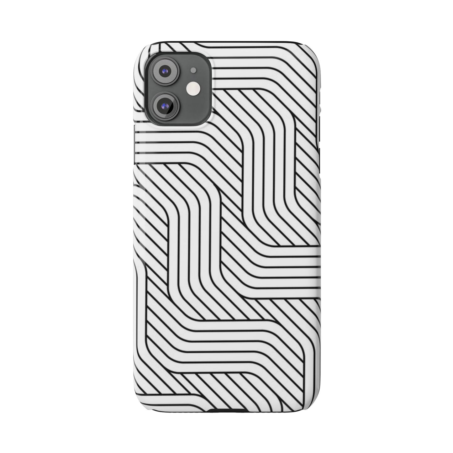 Stylish Geometric Slim Phone Case - Sleek Black and White Design for Minimalist Aesthetics