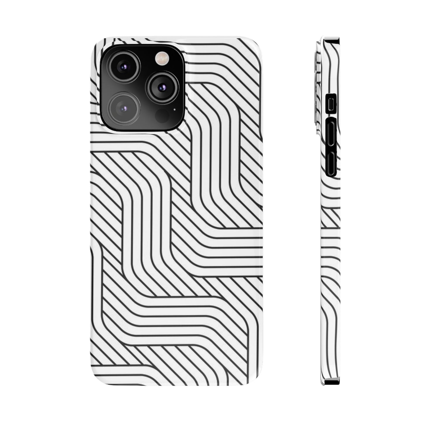 Stylish Geometric Slim Phone Case - Sleek Black and White Design for Minimalist Aesthetics