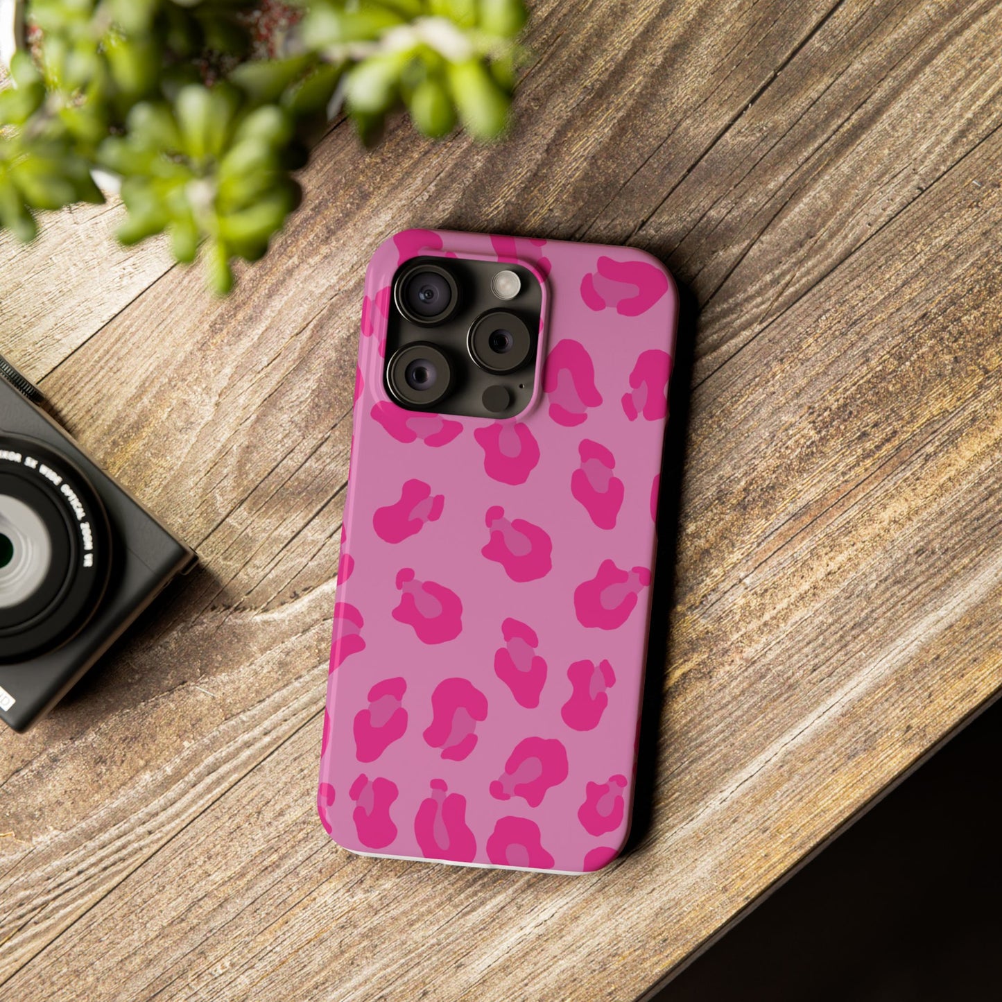 Pink Leopard Print Slim Phone Case - Stylish & Trendy Protection