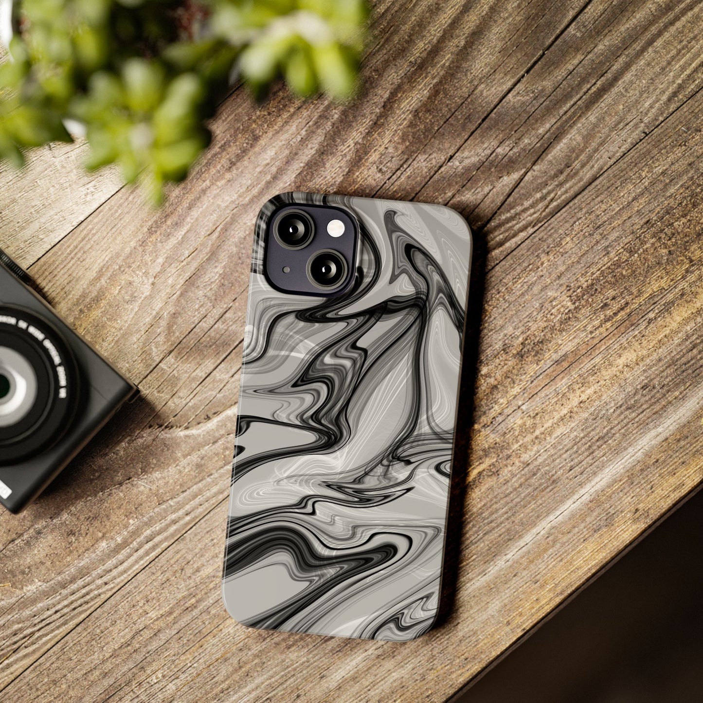 Stylish Black and Gray Abstract Slim Phone Case