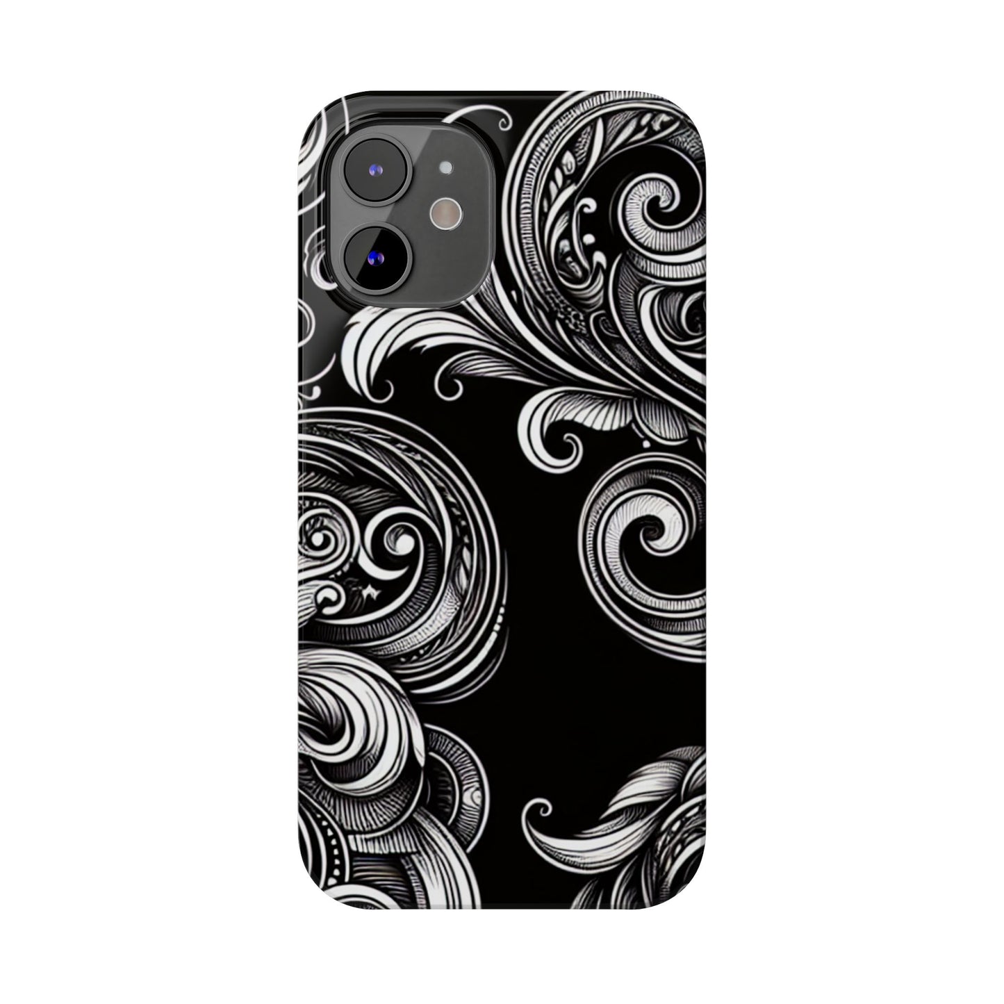 Elegant Black Swirl Slim Phone Case - Artistic Design for All Occasions