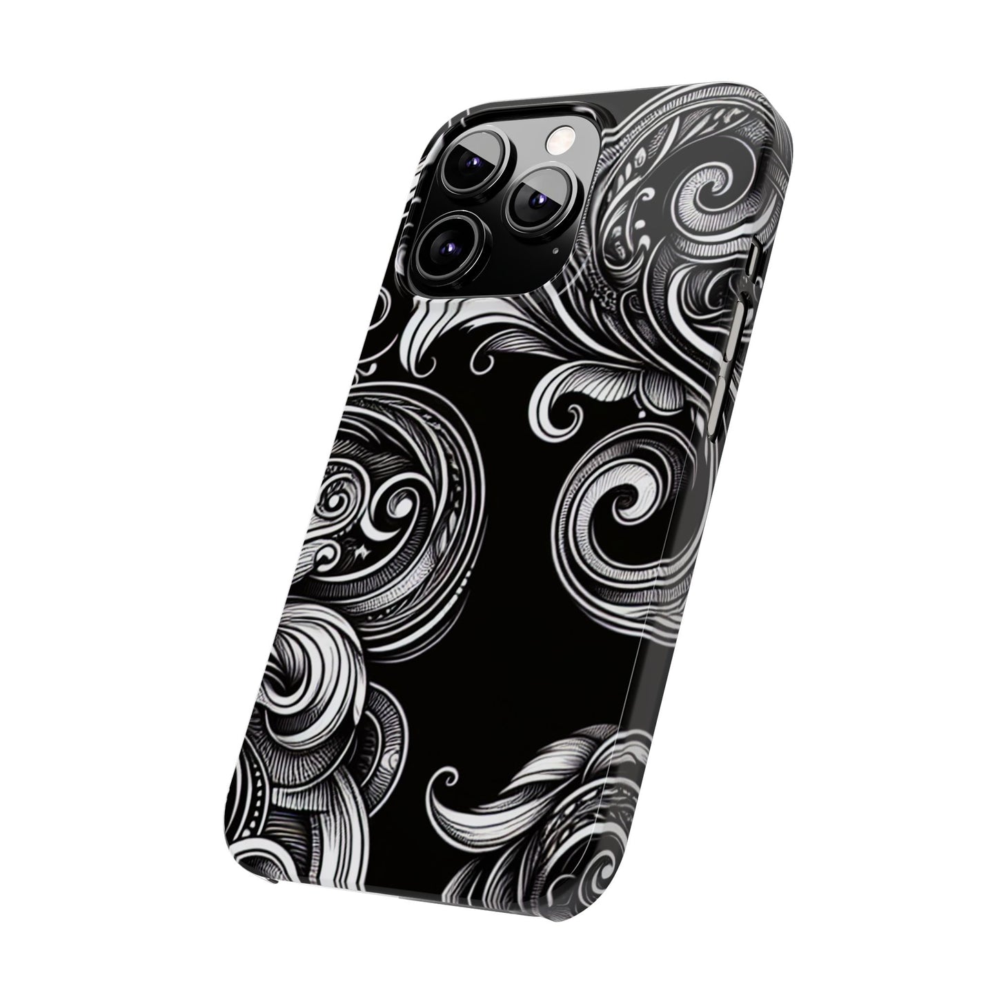 Elegant Black Swirl Slim Phone Case - Artistic Design for All Occasions