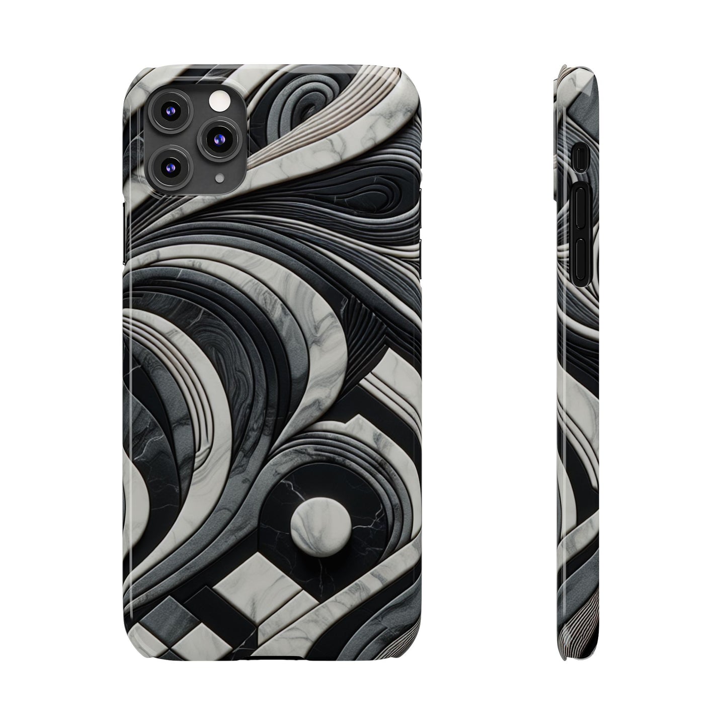 Elegant Marble Slim Phone Case - Stylish Black & White Design