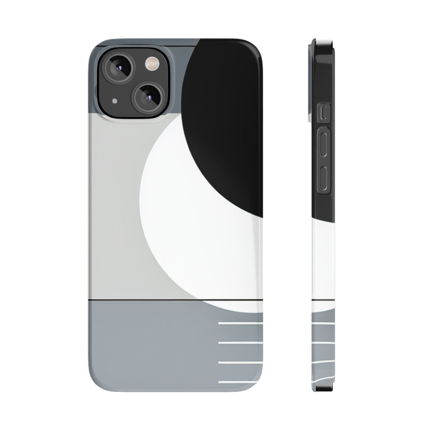 Minimalist Abstract Slim Phone Case - Modern Black and Gray Design