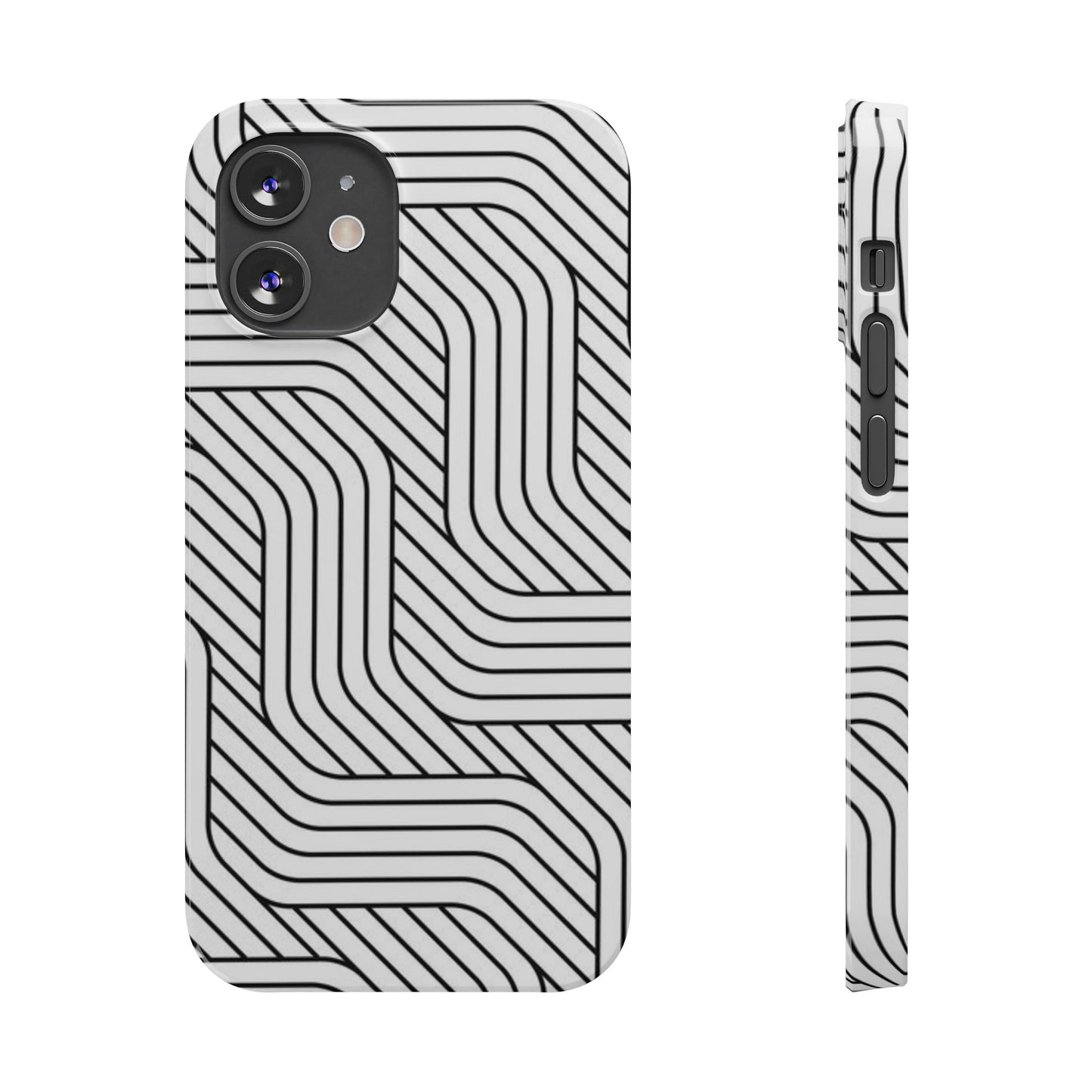 Stylish Geometric Slim Phone Case - Sleek Black and White Design for Minimalist Aesthetics