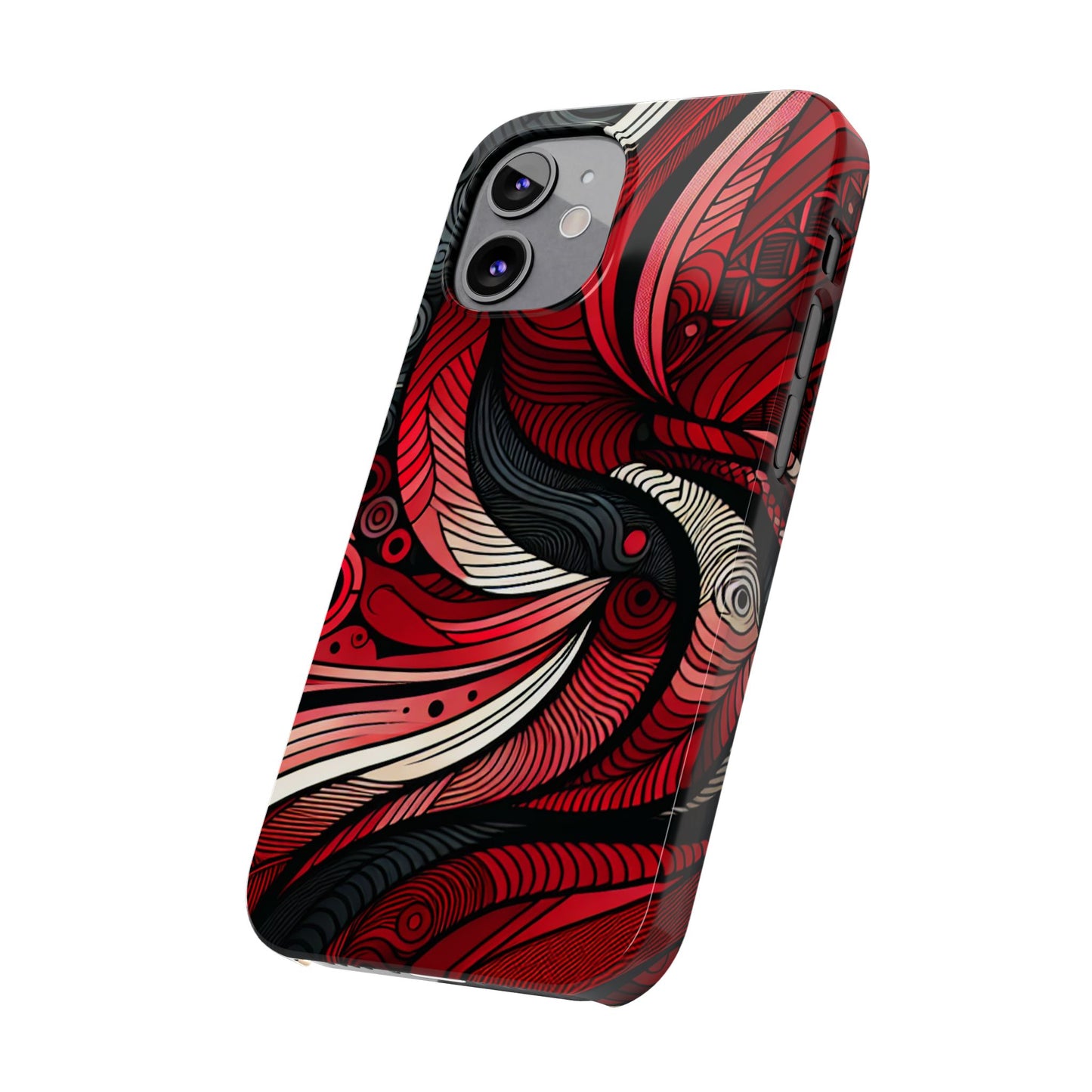 Artistic Red Swirl Slim Phone Case - Trendy Design for Stylish Protection