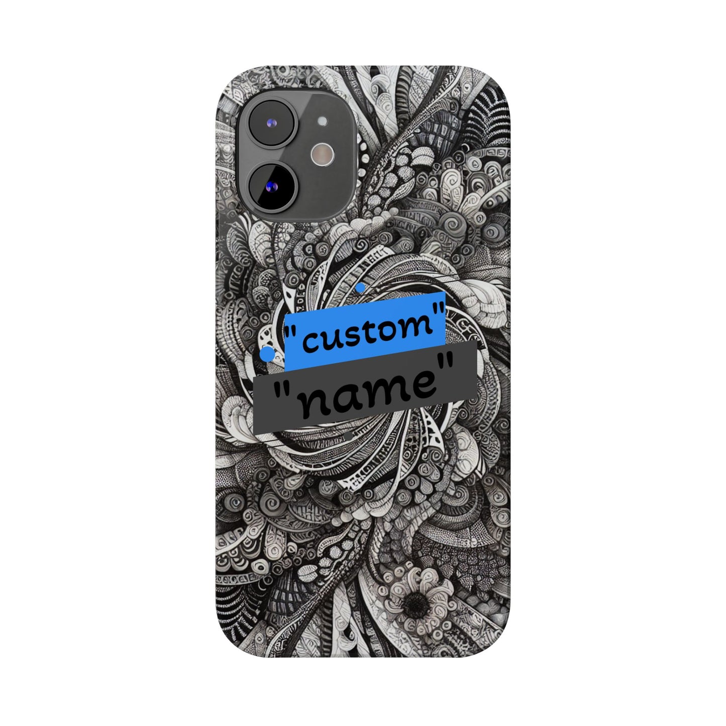 Customizable Slim Phone Cases - Personalized Black Swirl Design