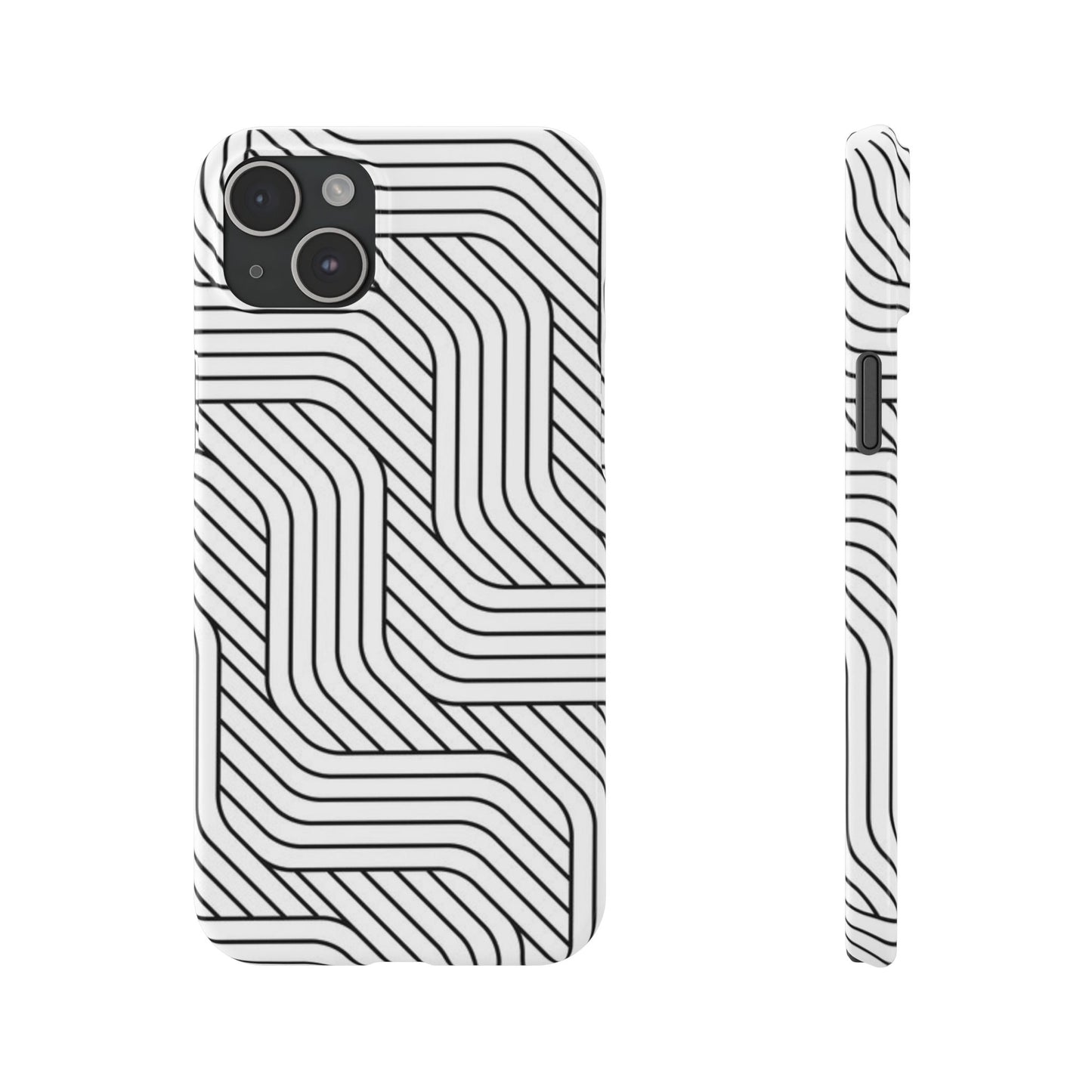 Stylish Geometric Slim Phone Case - Sleek Black and White Design for Minimalist Aesthetics